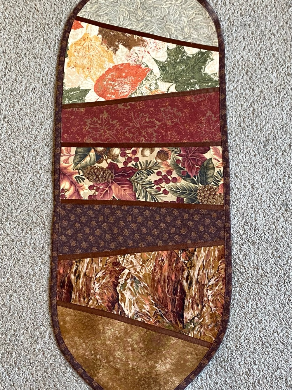 Patchwork Fall Autumn Harvest Table Runner - Approx 35.5” long by 12.75” wide
